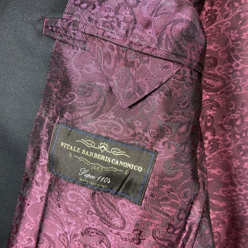 Klein Epstein & Parker Vitale Barberis Canonico Super 110s Black Blazer Sz 42 - Picture 3 of 8